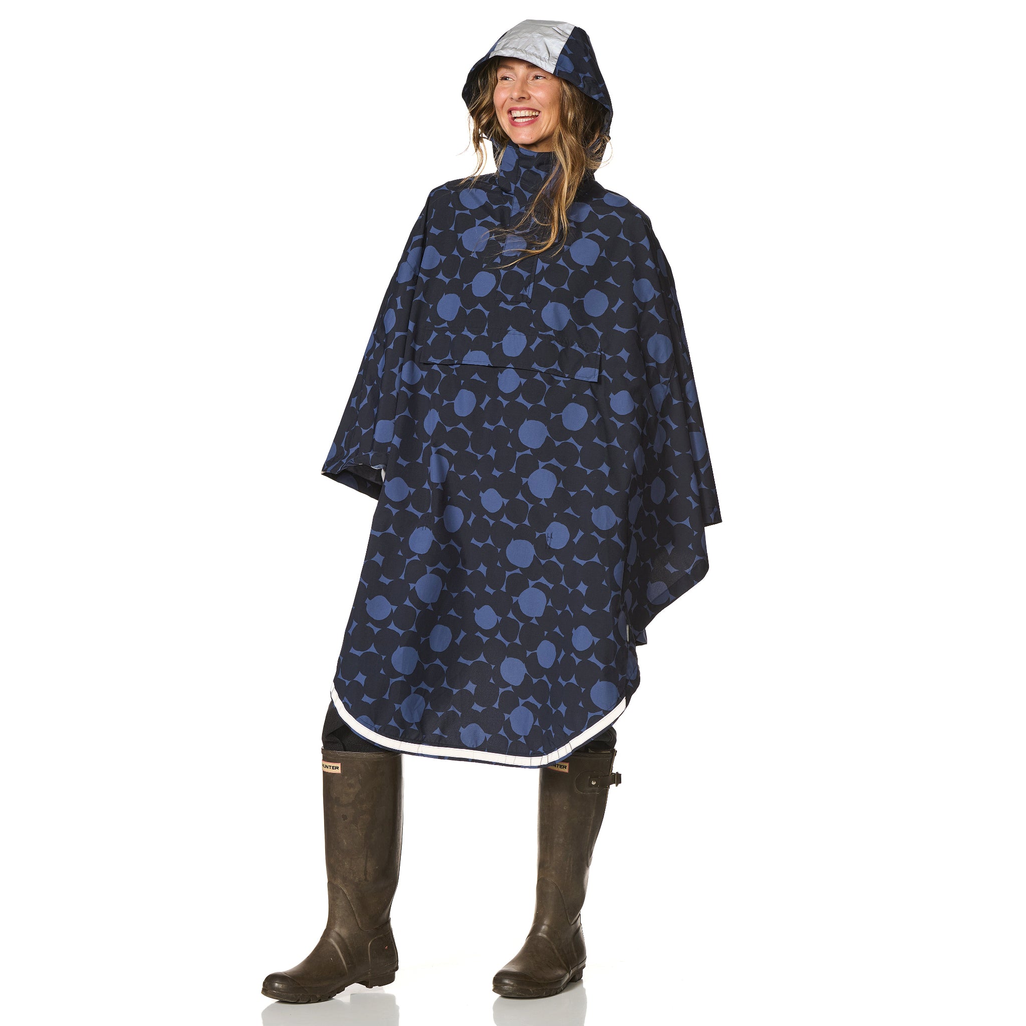 Regencape print blauw Happy Rainy Days 